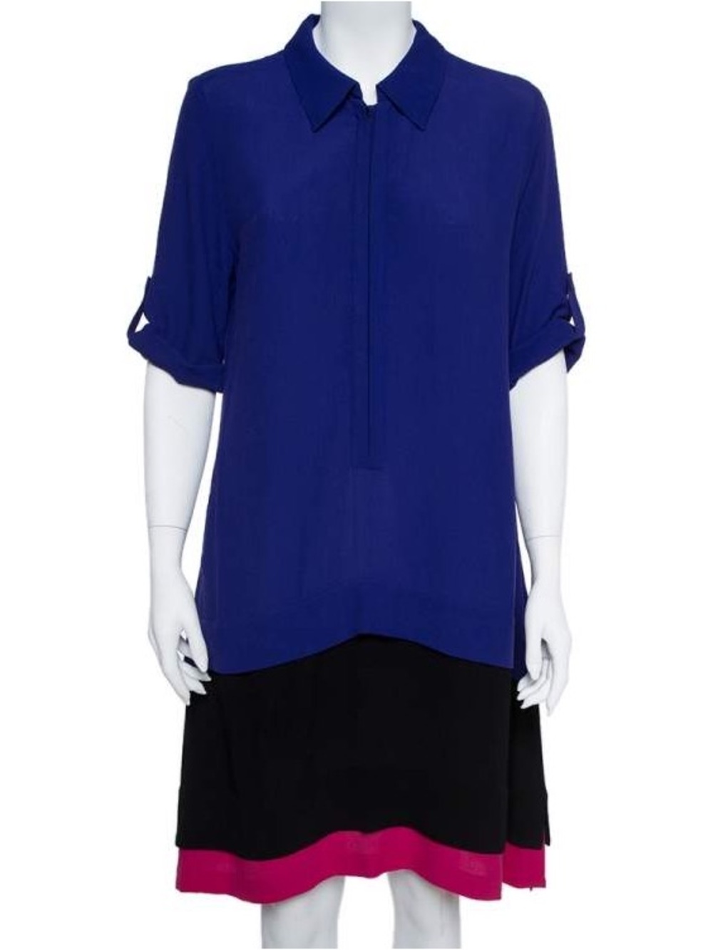Diane Von Furstenberg Lightweight Colourblock Crepe Layered New Hatsu Dress